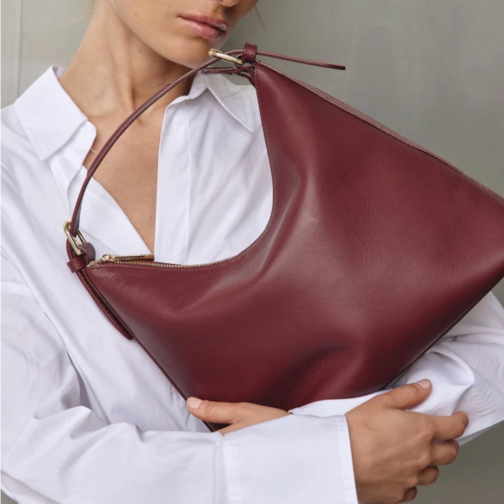 Harper Burgundy Leather Shoulder + Crossbody Bag